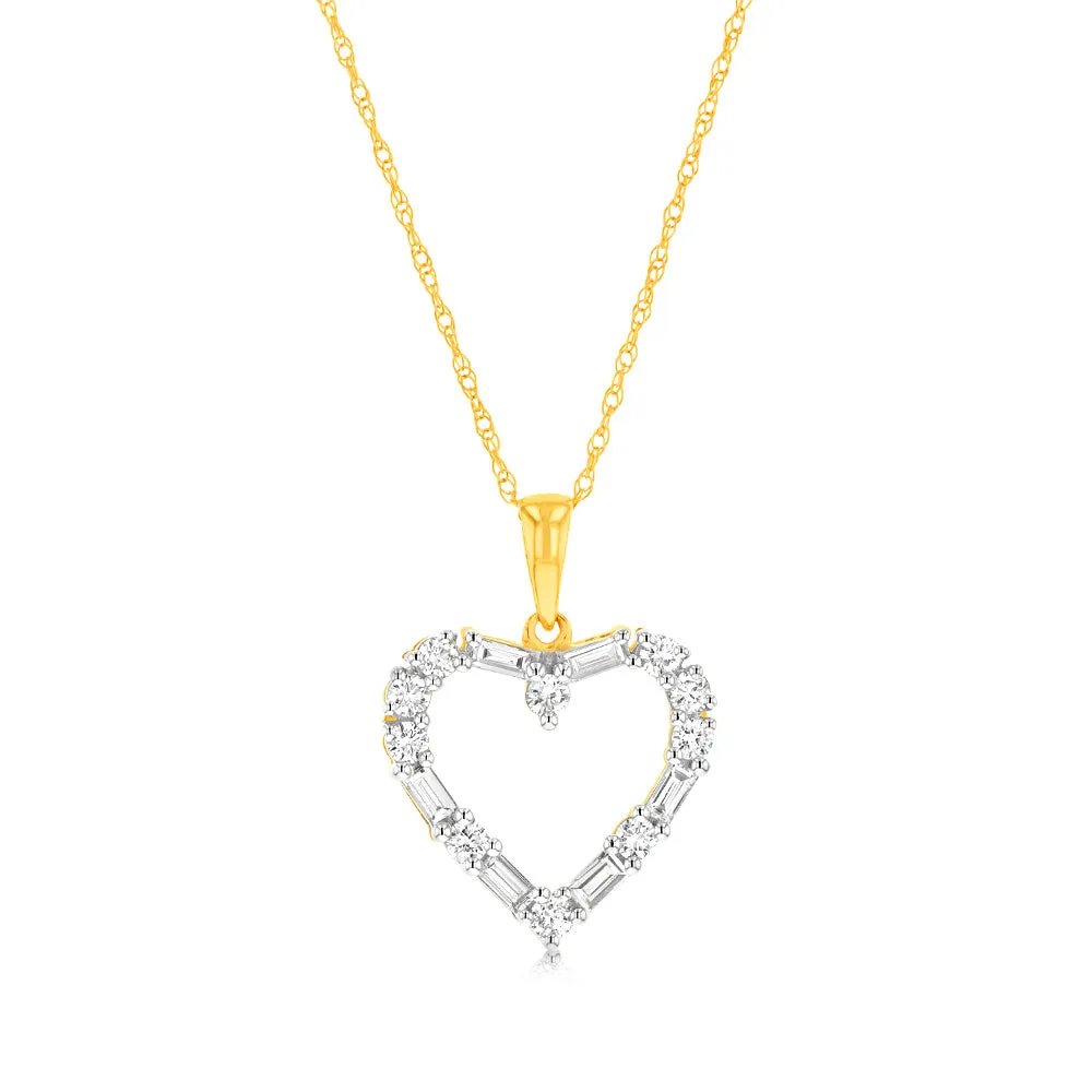 1/2 Carat Luminesce Lab Grown Heart Pendant In 9ct Yellow Gold