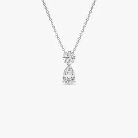 1.25 ctw 14K Basket Setting Pear Shape & Round Cut Lab Grown Diamond Necklace - Lila