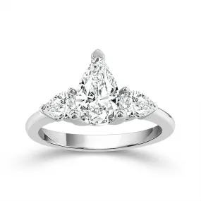 14K White Gold Lab Grown Pear Diamond Engagement Ring