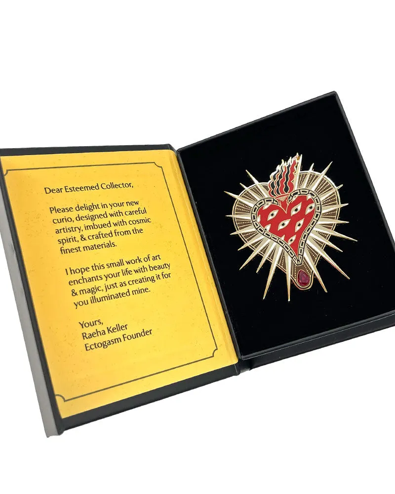 18kt Gold Sacred Heart Large Pin Brooch