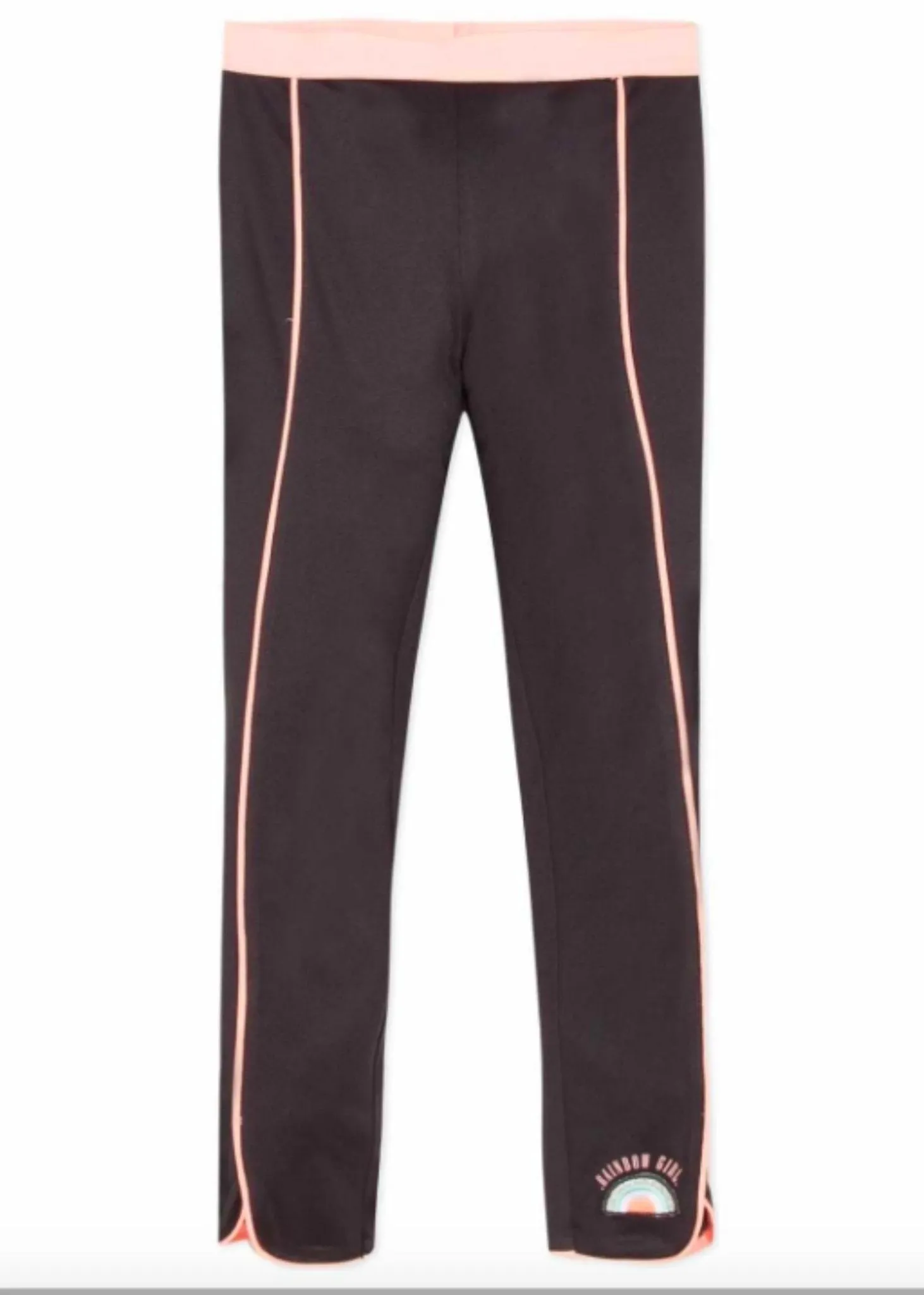 3Pommes Girls Black and Peach Sport Capri Leggings