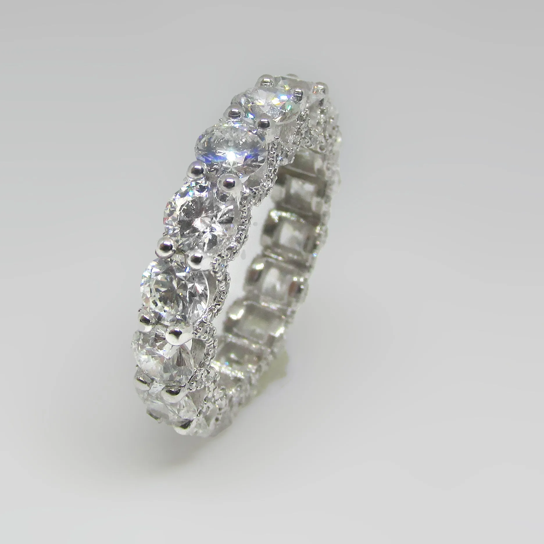 7.5 Carat U Prong Pave  Round Diamond Eternity Band