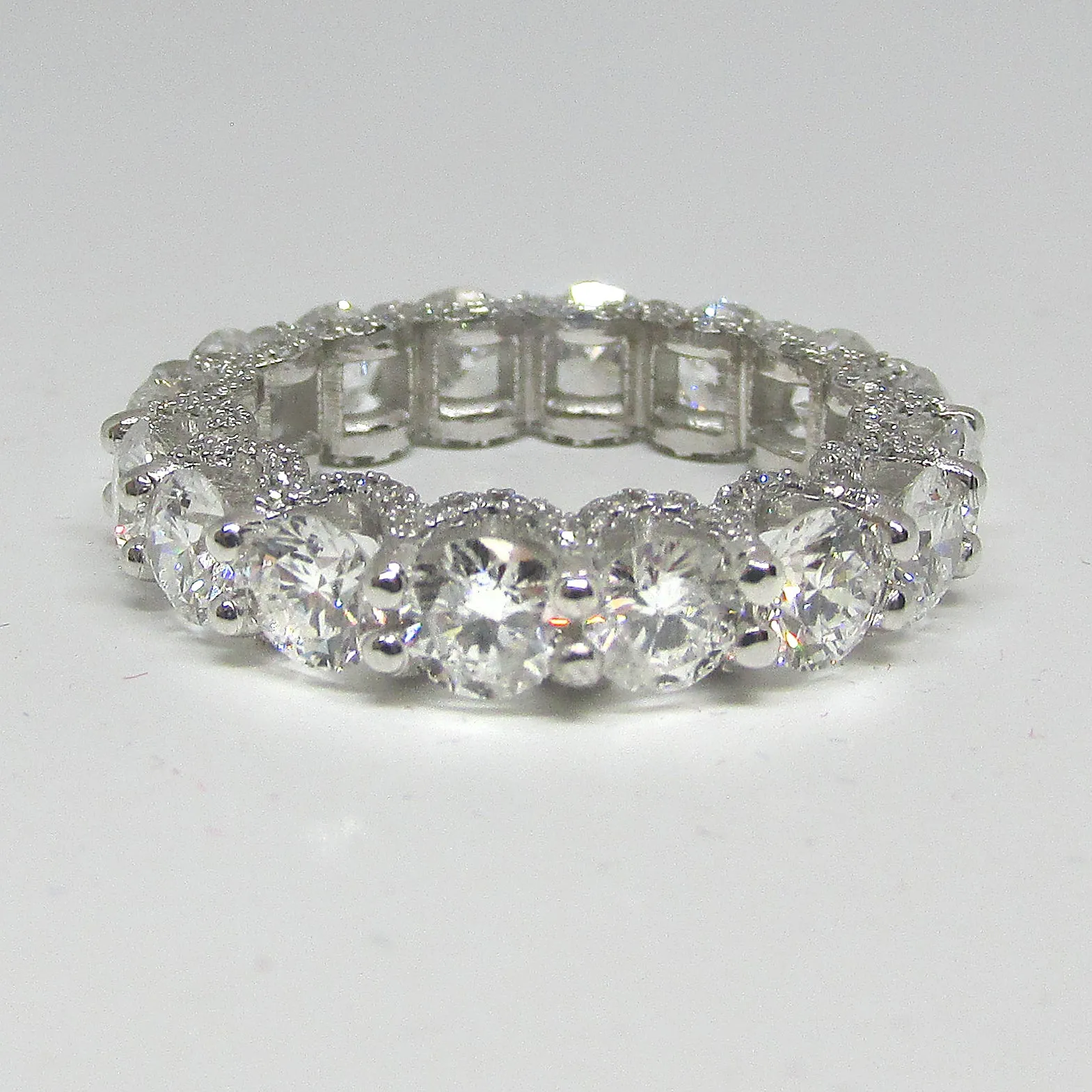 7.5 Carat U Prong Pave  Round Diamond Eternity Band