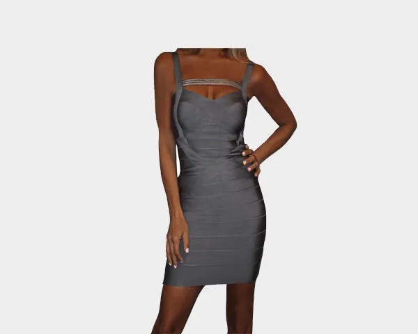 9.2 Silver Gray Body Wrap Dress - The Palm Springs