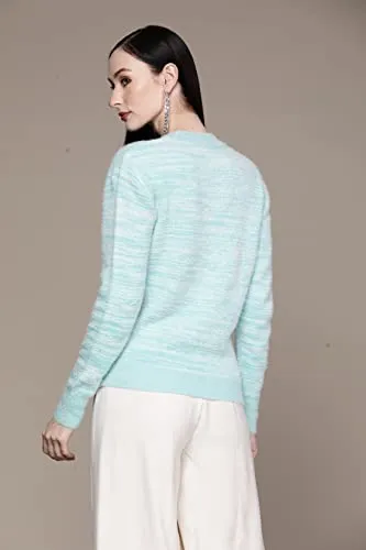 Aarke Ritu Kumar Turquoise Blue Textured Sweater