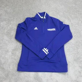 Adidas Womens Pullover Sweater Long Sleeves Side Slit Mock Neck Blue Medium