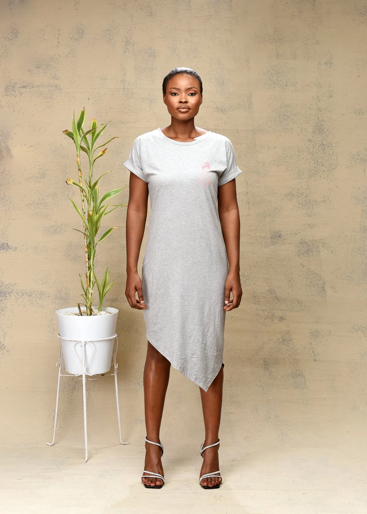 AIMAS Borad Grey Midi Dress