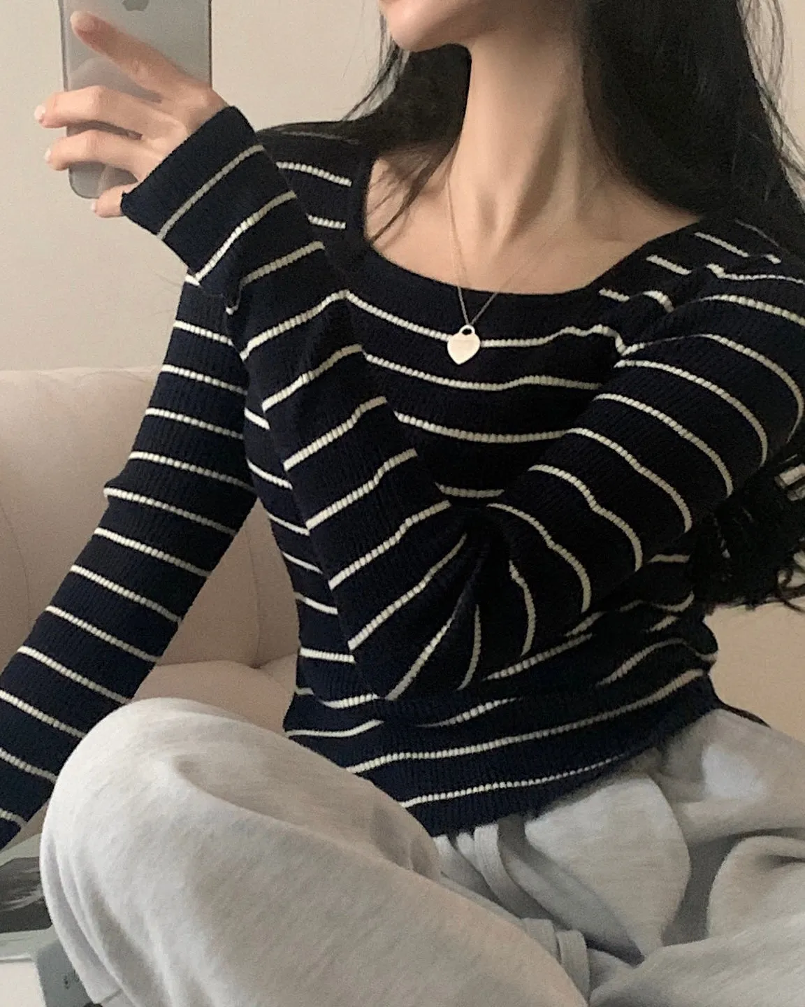 Alina Striped Knit Top