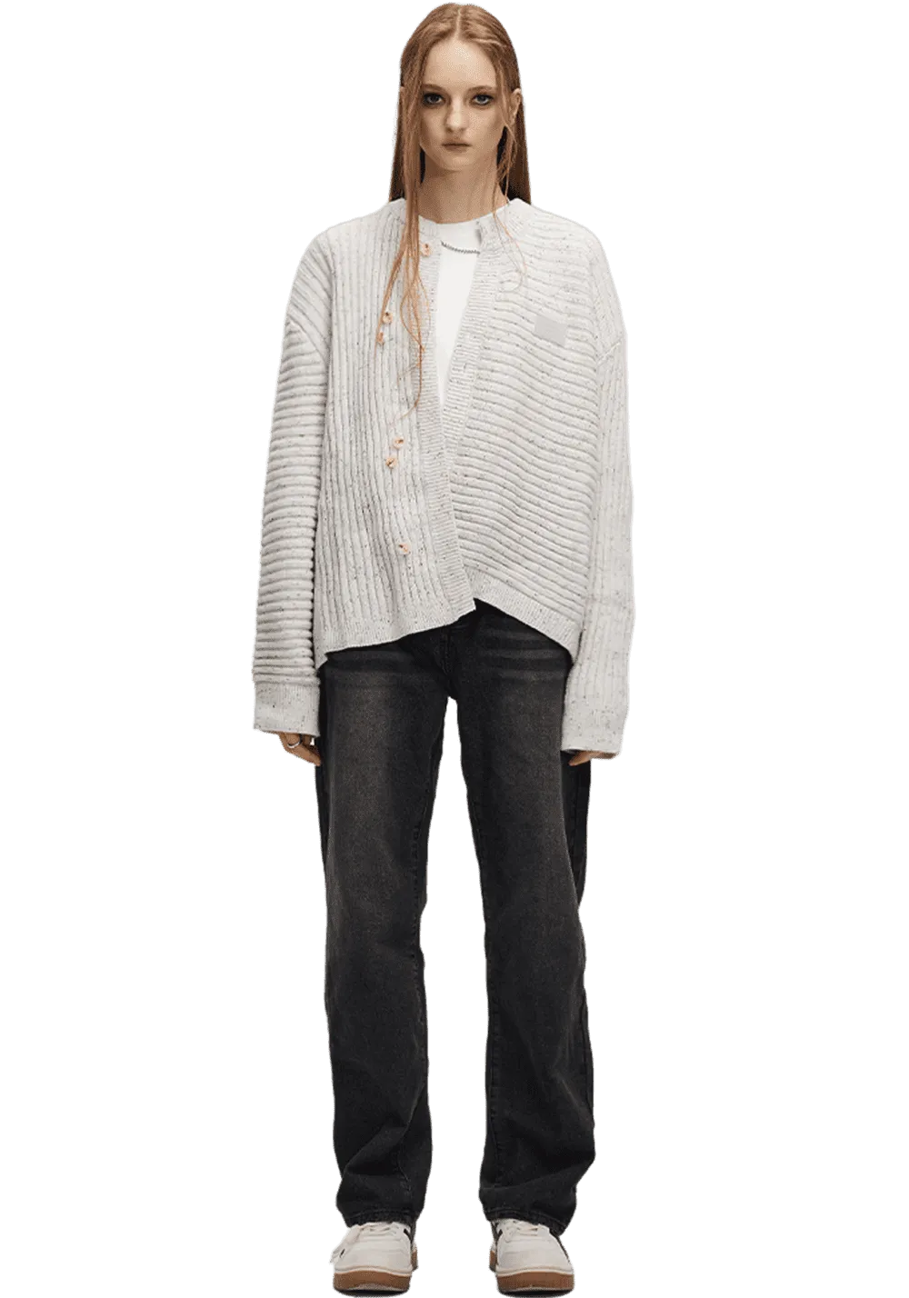 Asymmetric Wool Textured Knitted Jacket