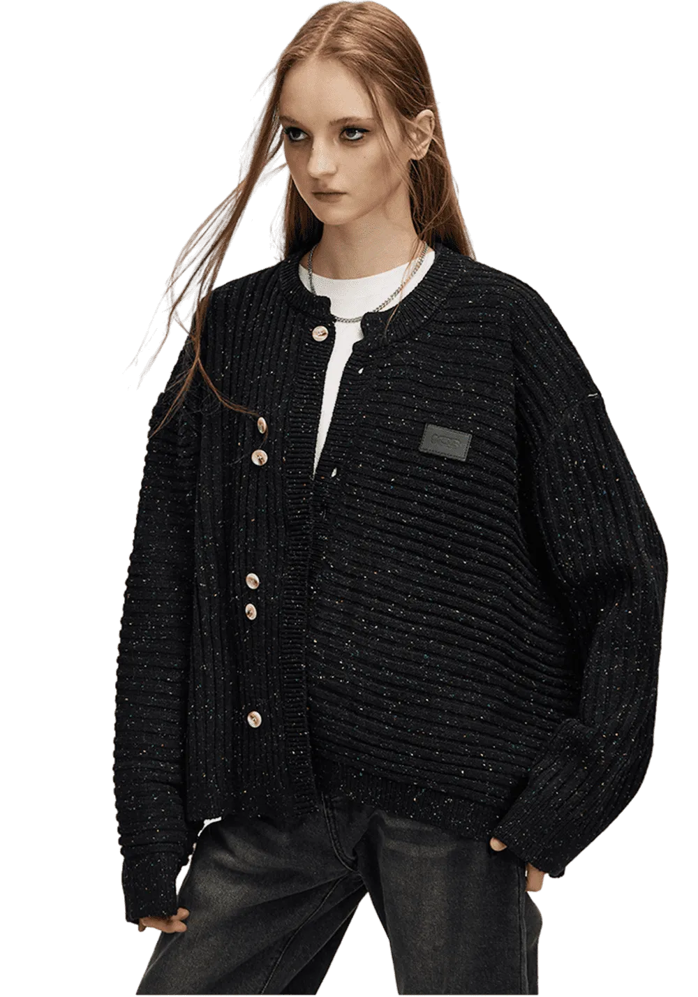 Asymmetric Wool Textured Knitted Jacket