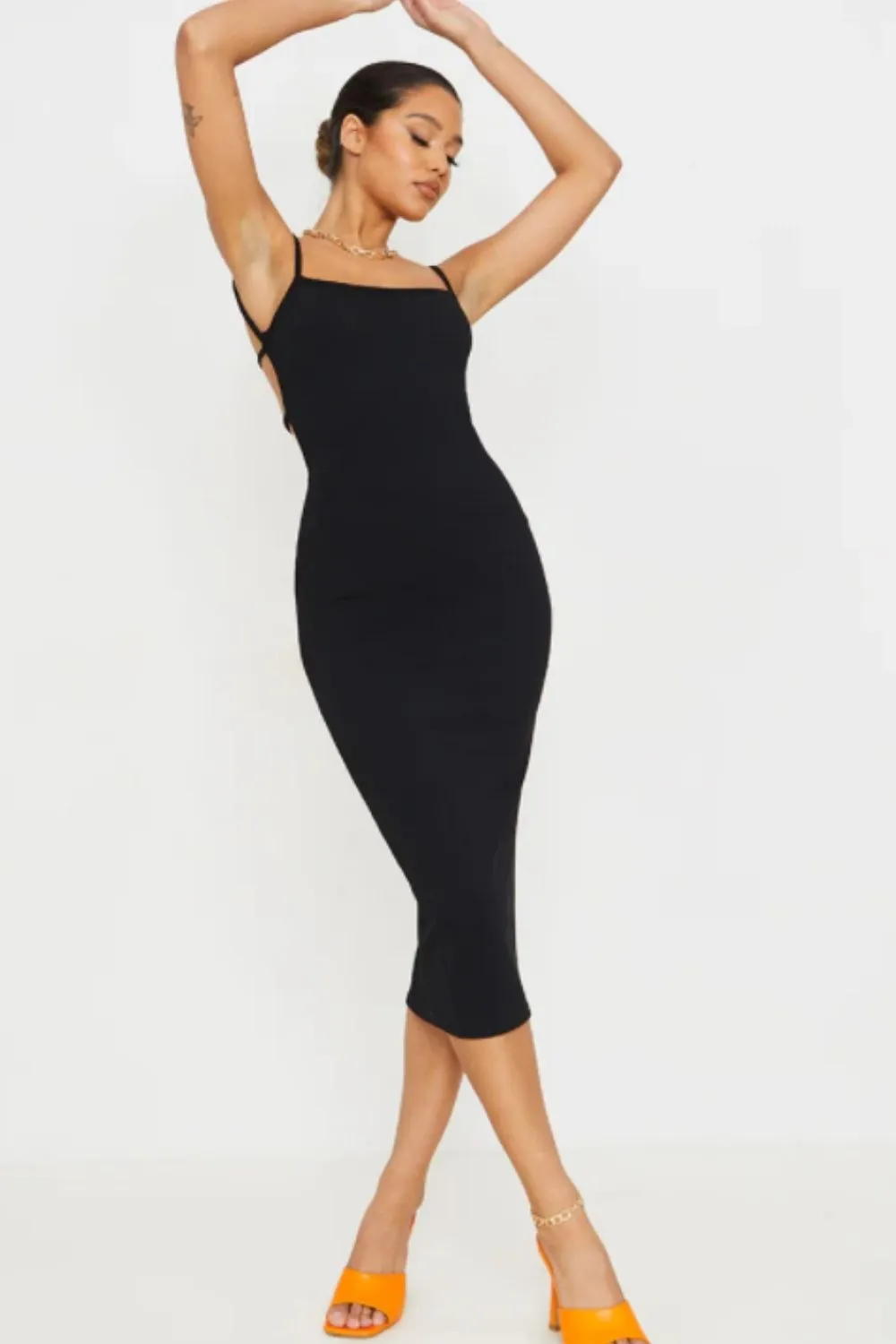 Black Midi Bodycon Dress