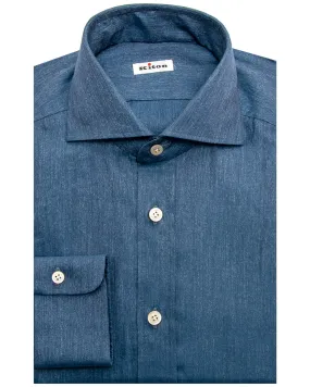 Blue Melange Twill Dress Shirt