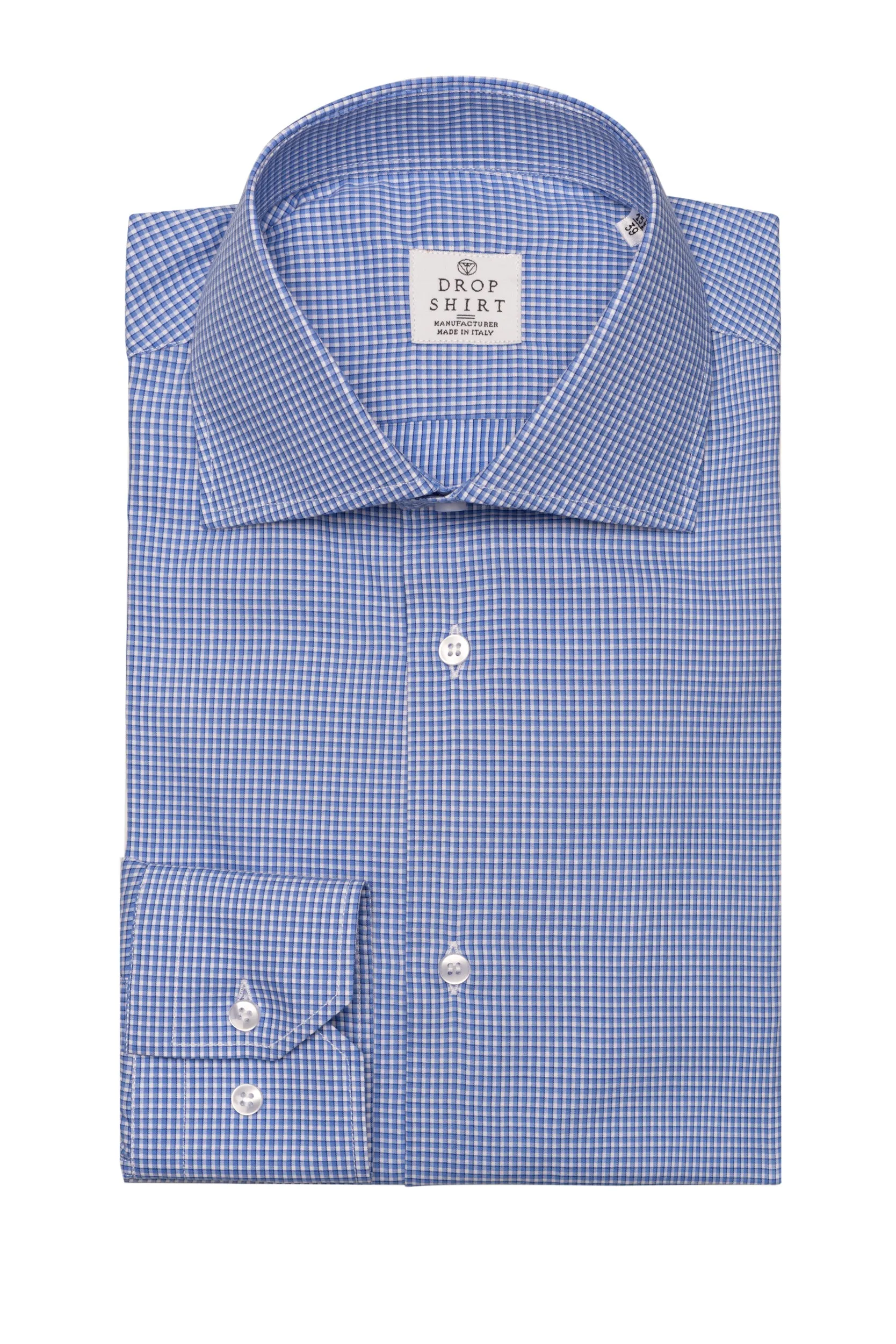 Blue Micro Checked Shirt by Drop Shirt