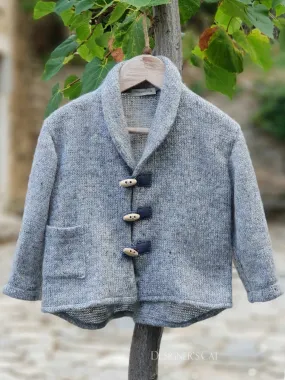 Boy's knitted wool jacket-cardigan - MATHIEU Grey