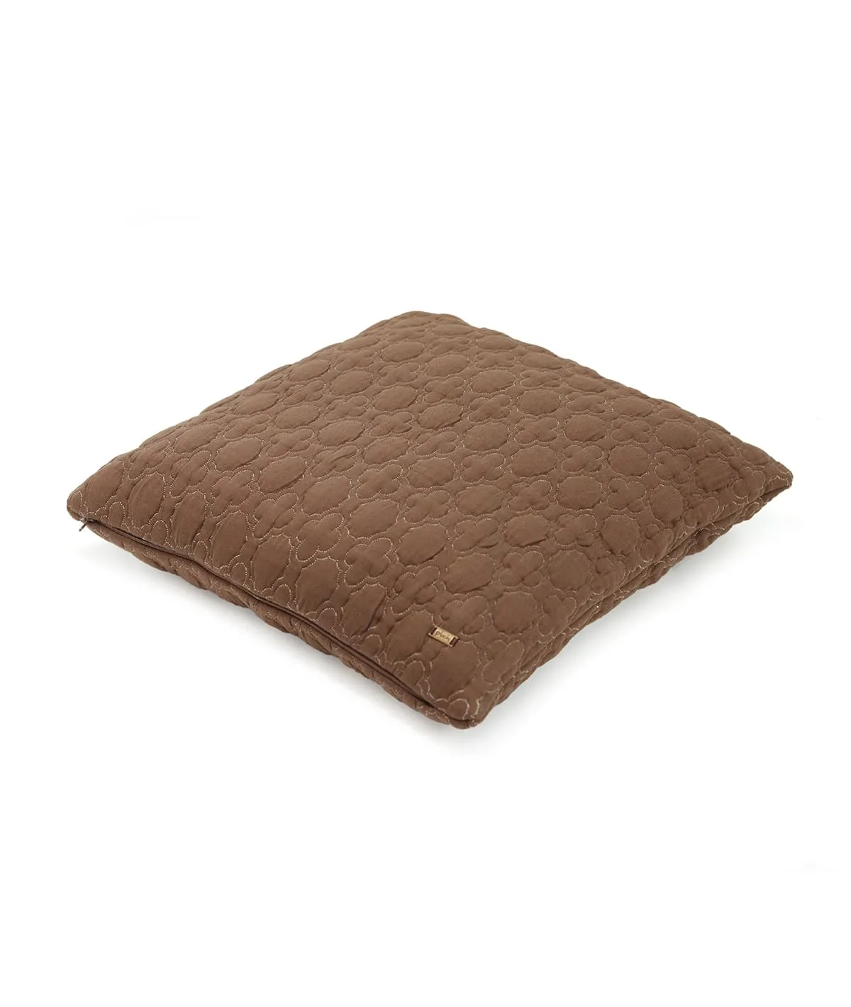 BUBBLY Cotton Knitted Decorative Cushion Cover (Chestnut & Linen)