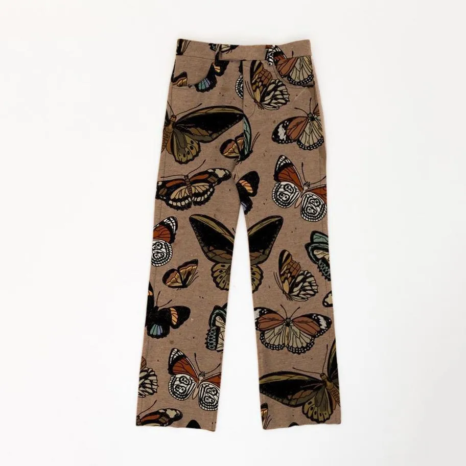 Butterfly retro print loose fashion street trousers