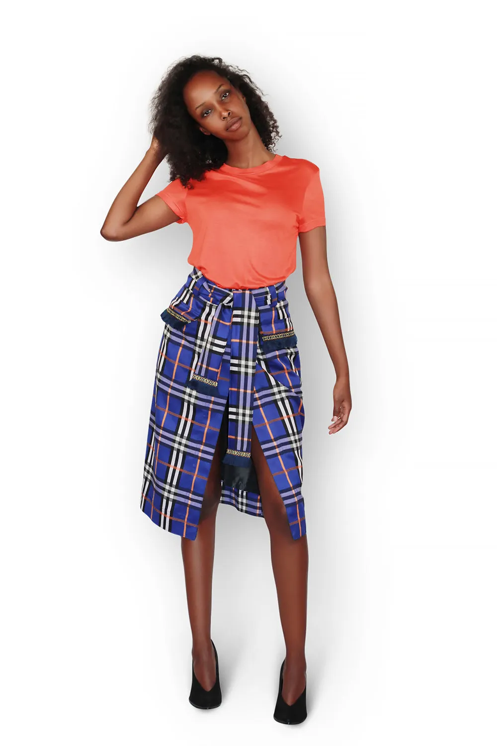 Checked Wrap Skirt