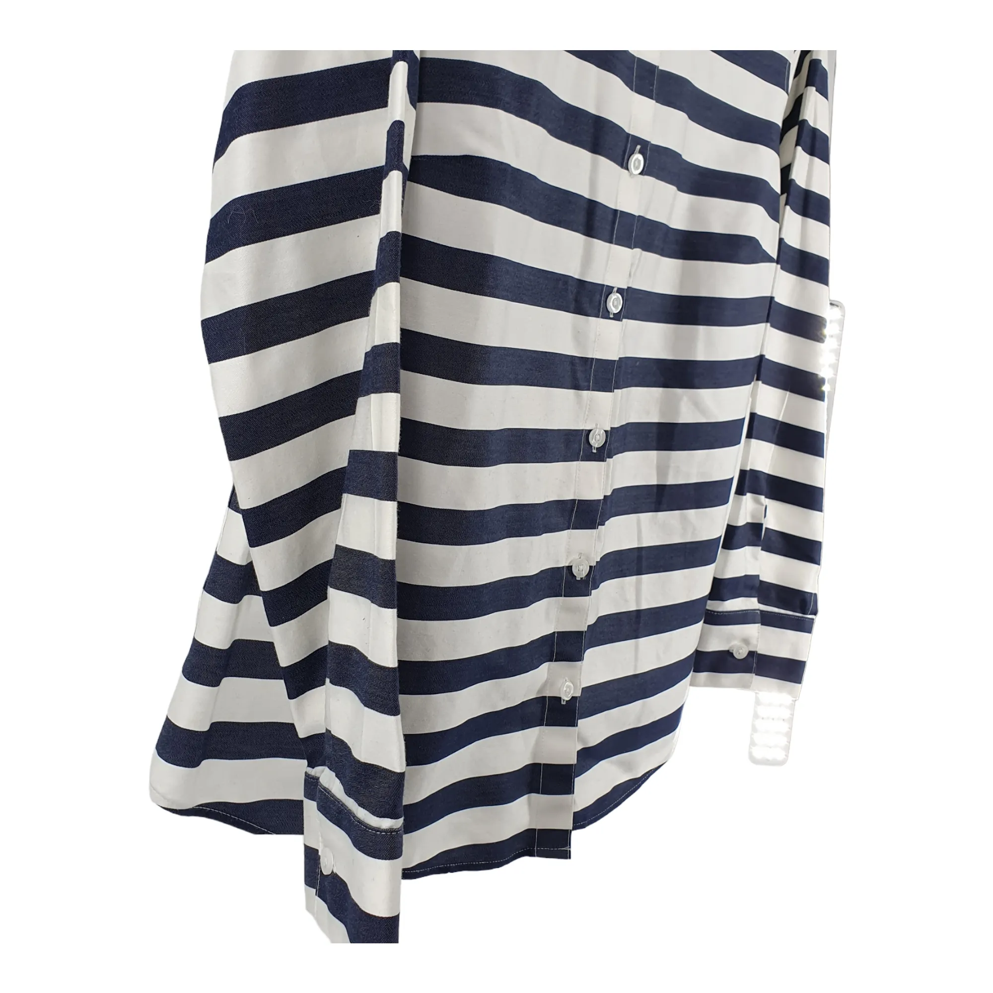 Chicos Vertical Blue & White Stripe Shirt - Medium