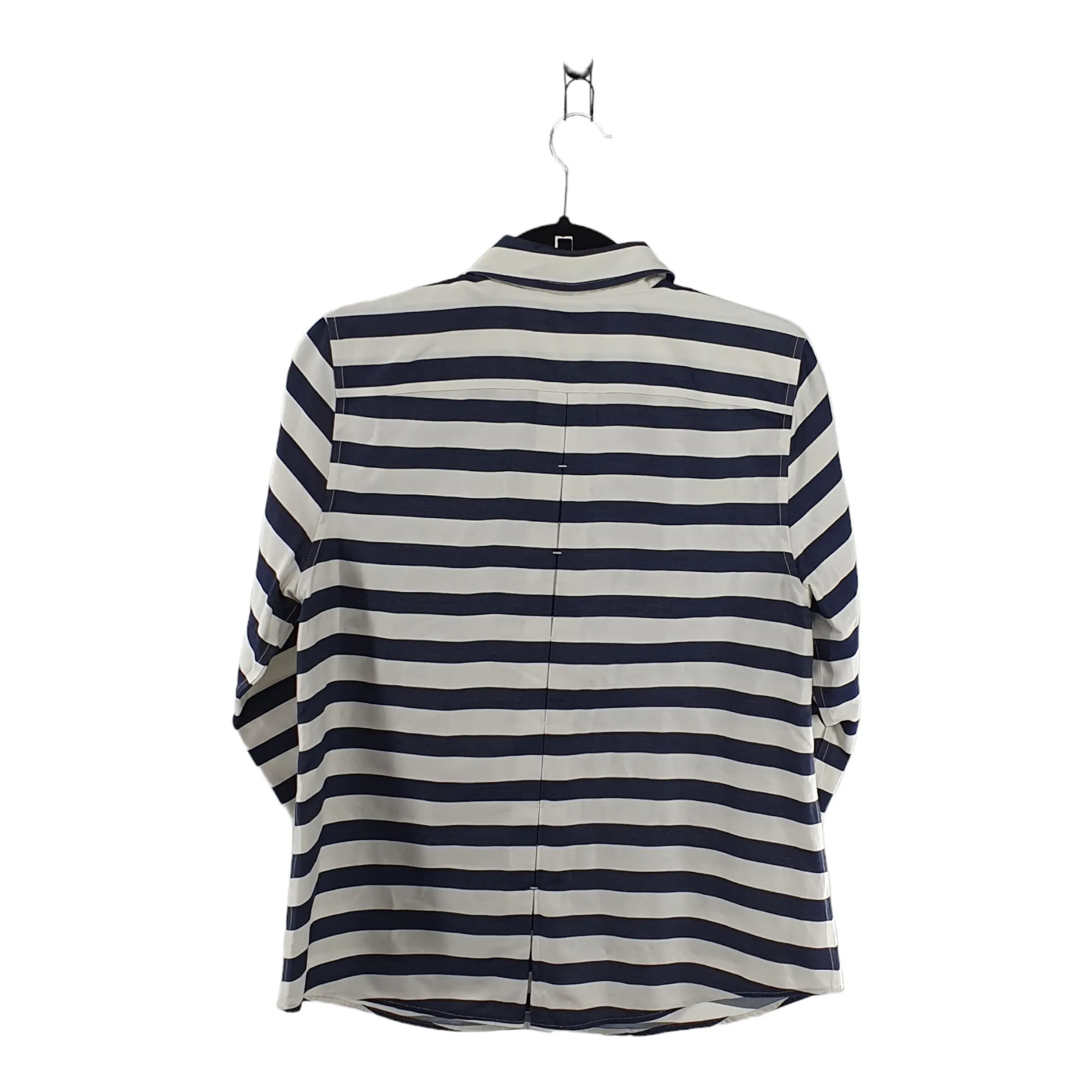 Chicos Vertical Blue & White Stripe Shirt - Medium