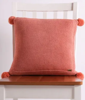 Chunky Knit - Dusty Coral Cotton Knitted Decorative Cushion Cover (16" x 16")