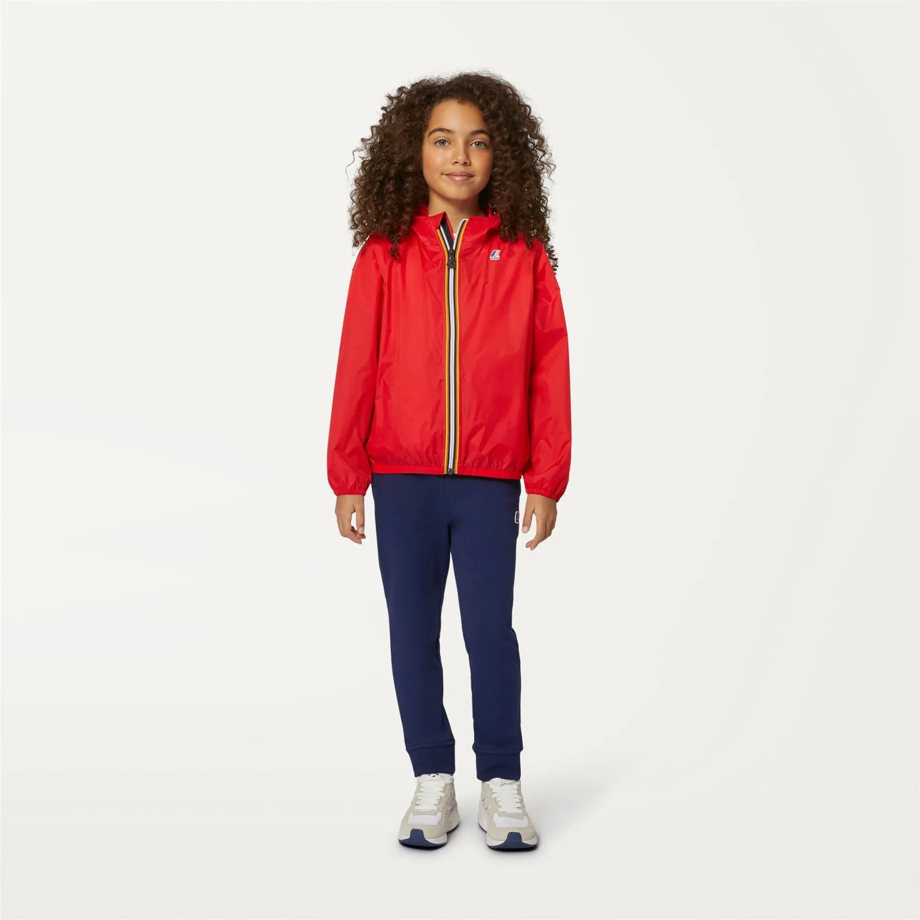 Claude - Kids Packable Full Zip Rain Jacket in Red