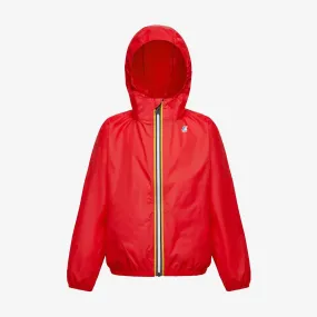 Claude - Kids Packable Full Zip Rain Jacket in Red