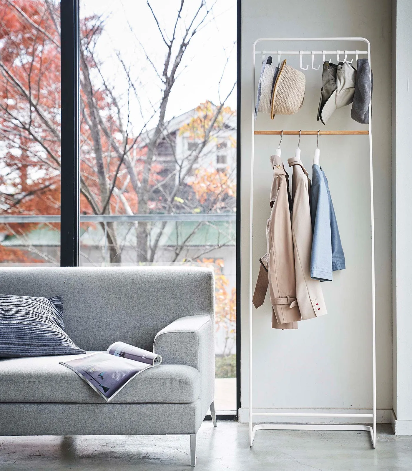 Coat Rack with Hat Storage (66" H)  - Steel   Wood