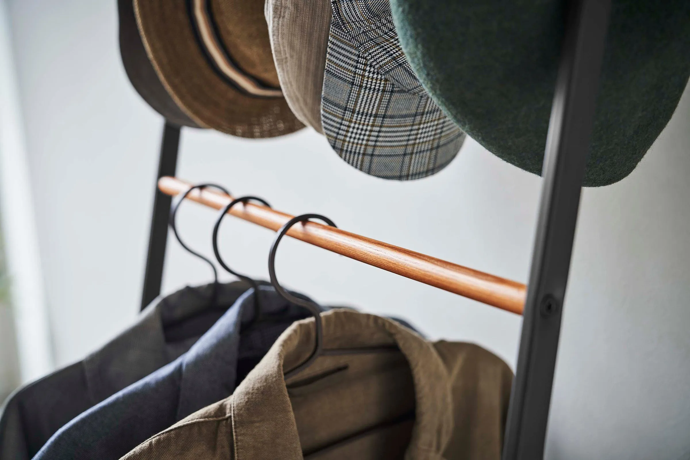 Coat Rack with Hat Storage (66" H)  - Steel   Wood