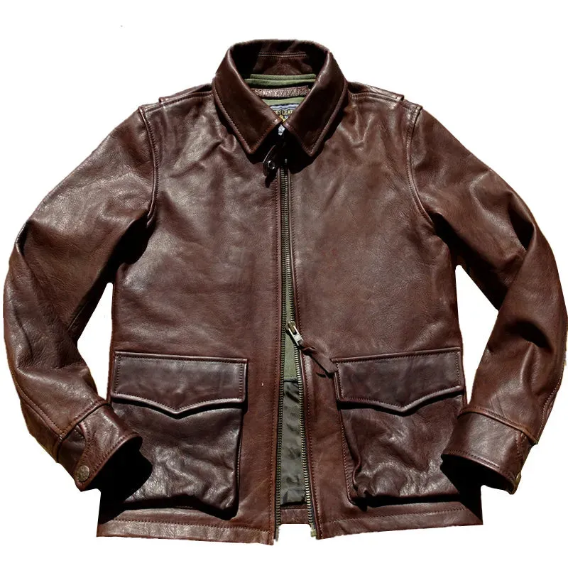 Commander's Leather Tanker Jacket - Horsehide, Slim Fit, Military Style