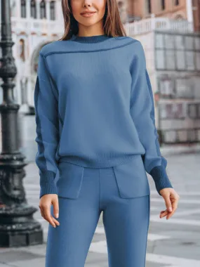 Contrast Round Neck Knit Two-piece