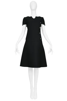 COURREGES BLACK WOOL MOD DRESS