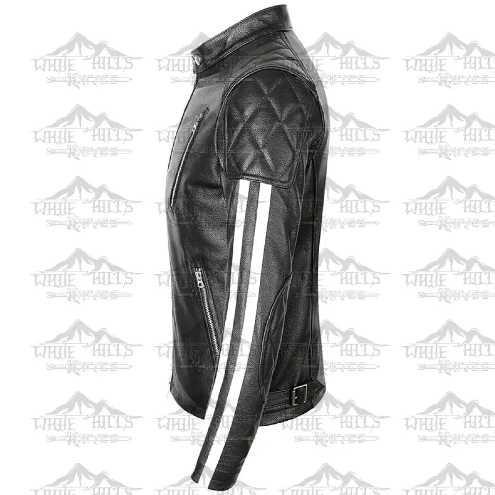 Dean Black Real Cowhide Biker Leather Jacket