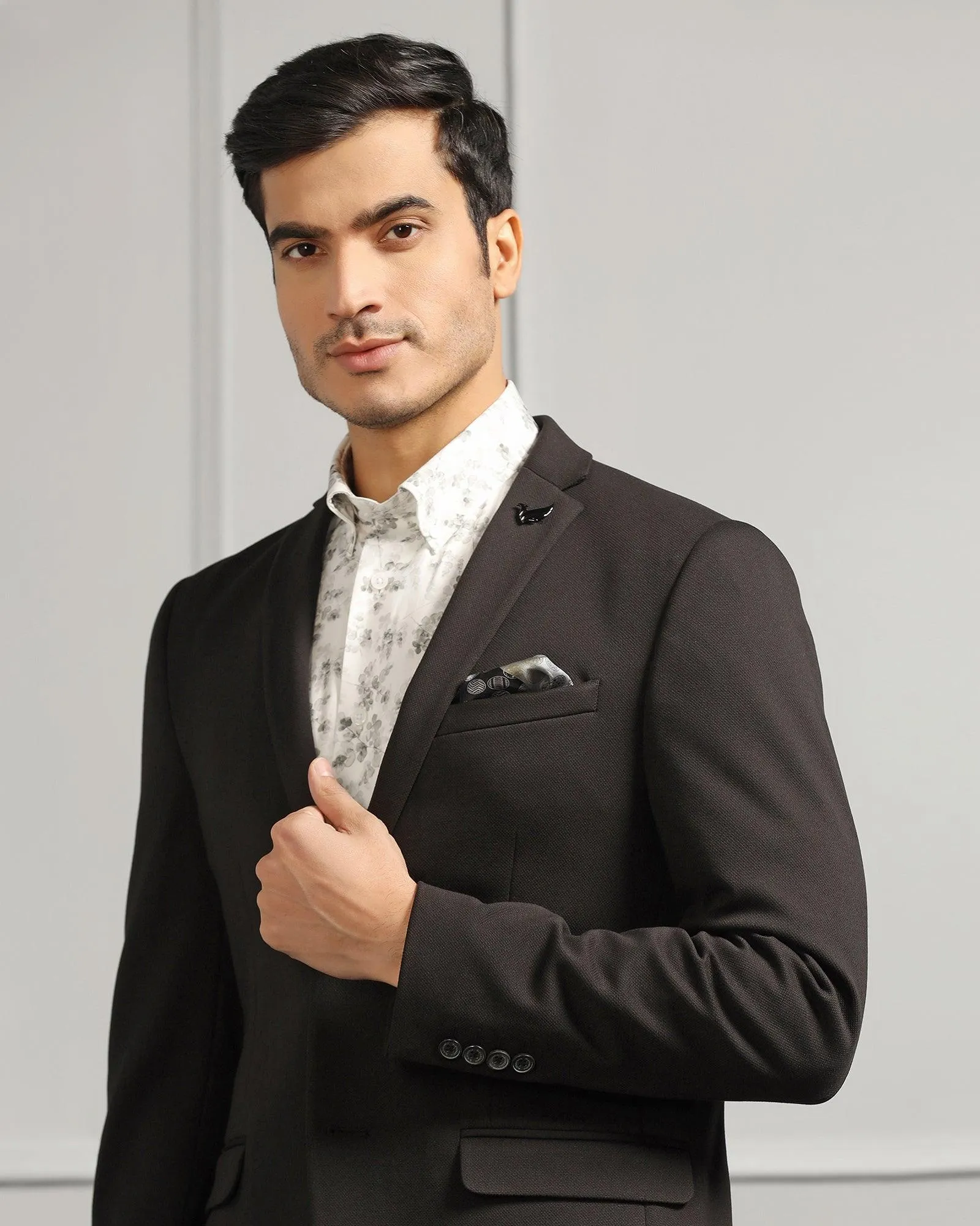 Formal Black Textured Blazer - Caleb