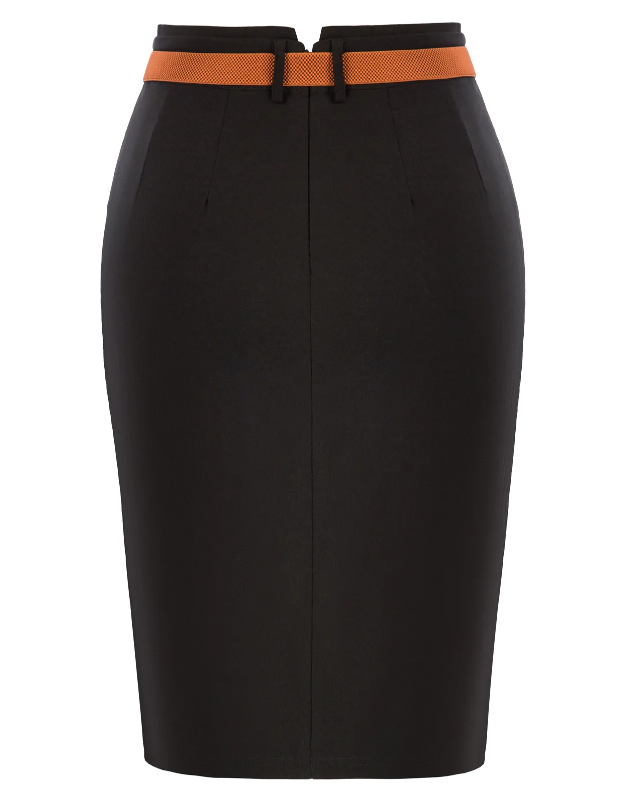 Front Slit Skirt with Belt High Waist Hip-Wrapped Bodycon Skirt