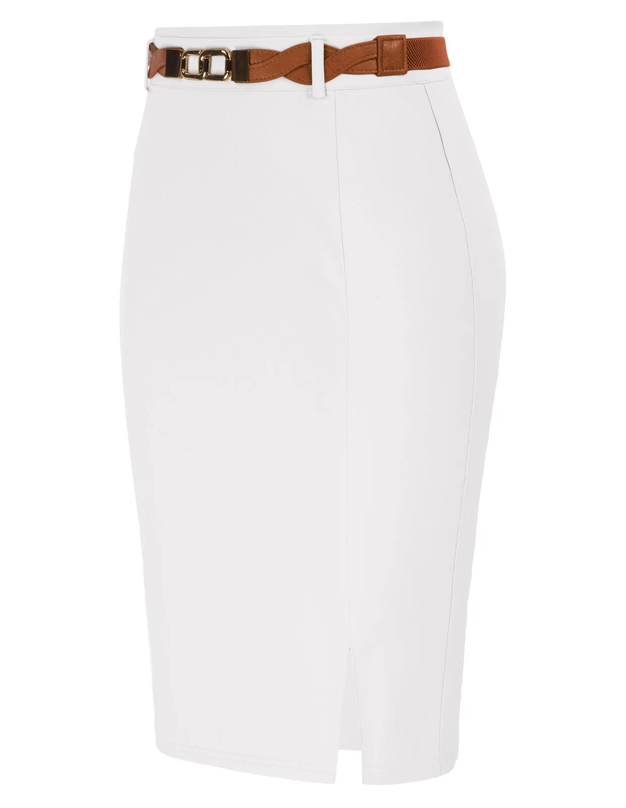 Front Slit Skirt with Belt High Waist Hip-Wrapped Bodycon Skirt