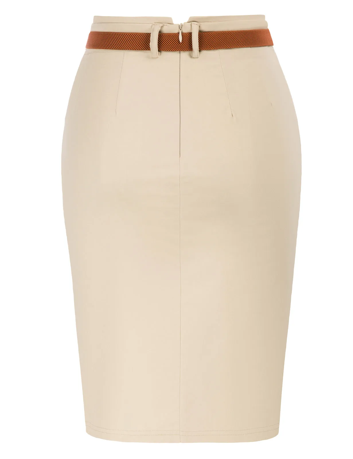 Front Slit Skirt with Belt High Waist Hip-Wrapped Bodycon Skirt