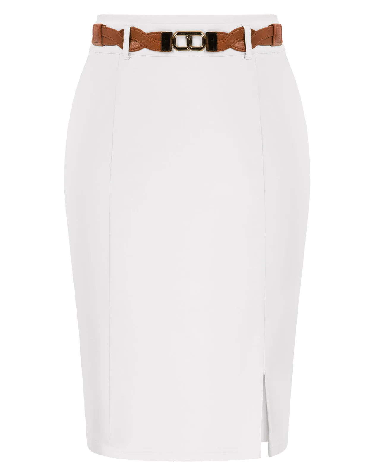 Front Slit Skirt with Belt High Waist Hip-Wrapped Bodycon Skirt