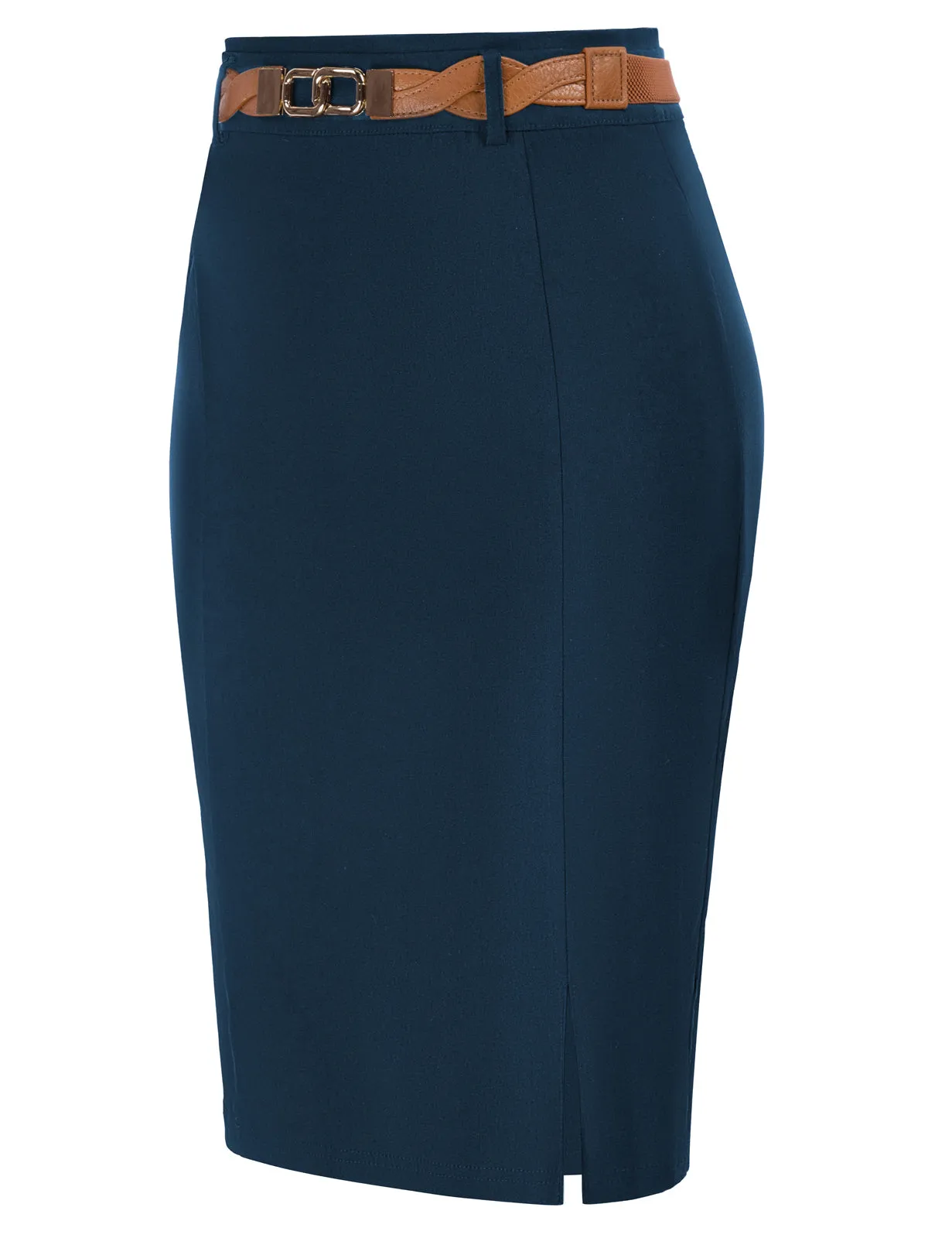 Front Slit Skirt with Belt High Waist Hip-Wrapped Bodycon Skirt