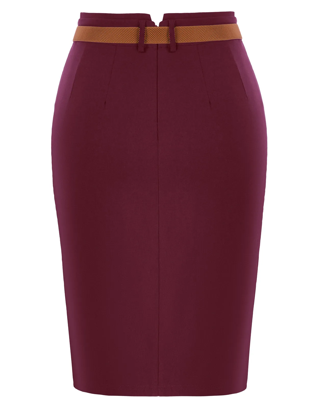 Front Slit Skirt with Belt High Waist Hip-Wrapped Bodycon Skirt