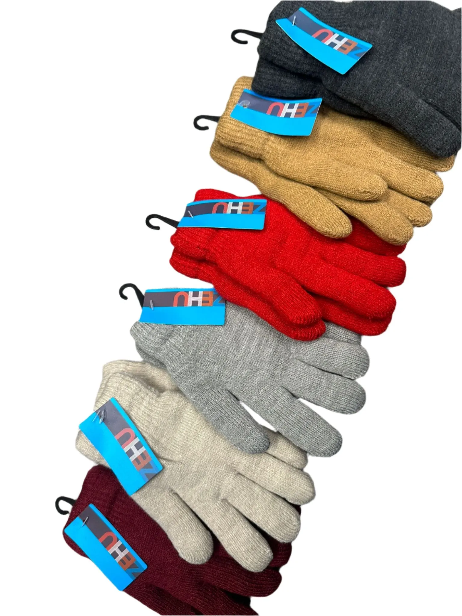 gloves double layer - burgundy