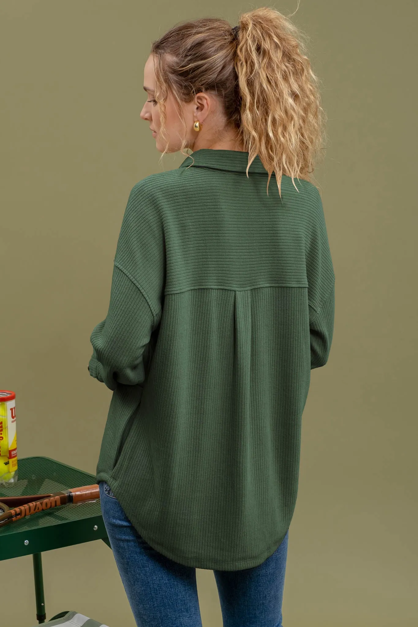 HALF BUTTON SIDE POCKET KNIT TOP