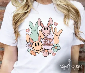 Happy Easter Retro Bunny Peeps Shirt, Cute Graphic Tee