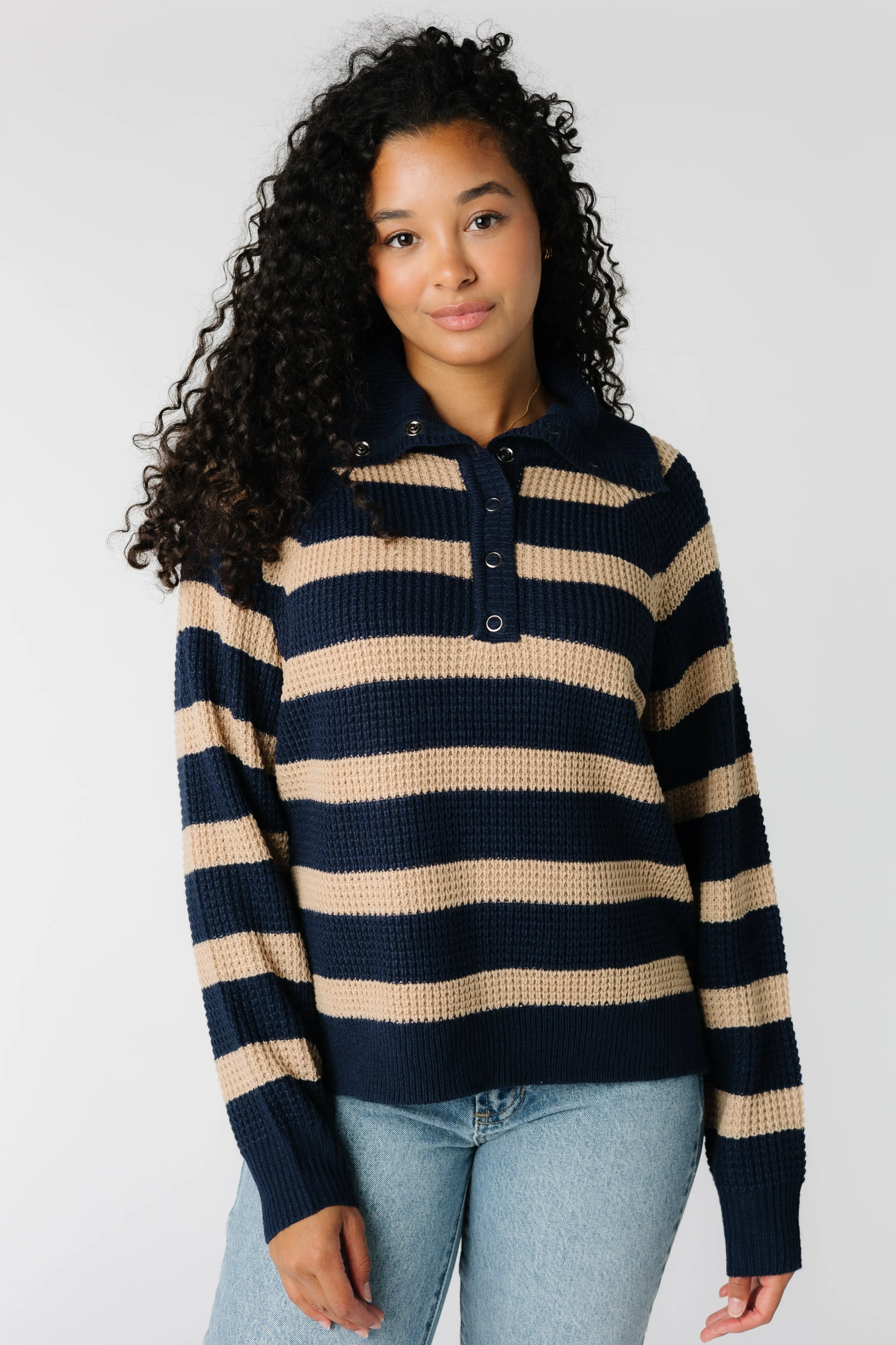 Henley Snap Neck Sweater