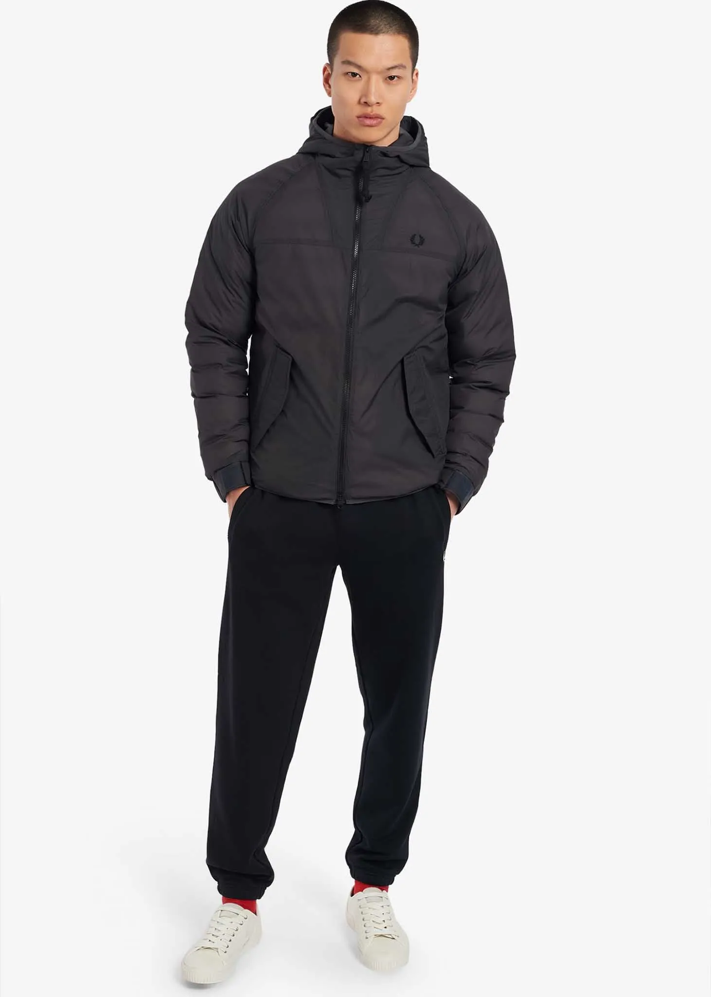 Insulated hooded jacket - gunmetal