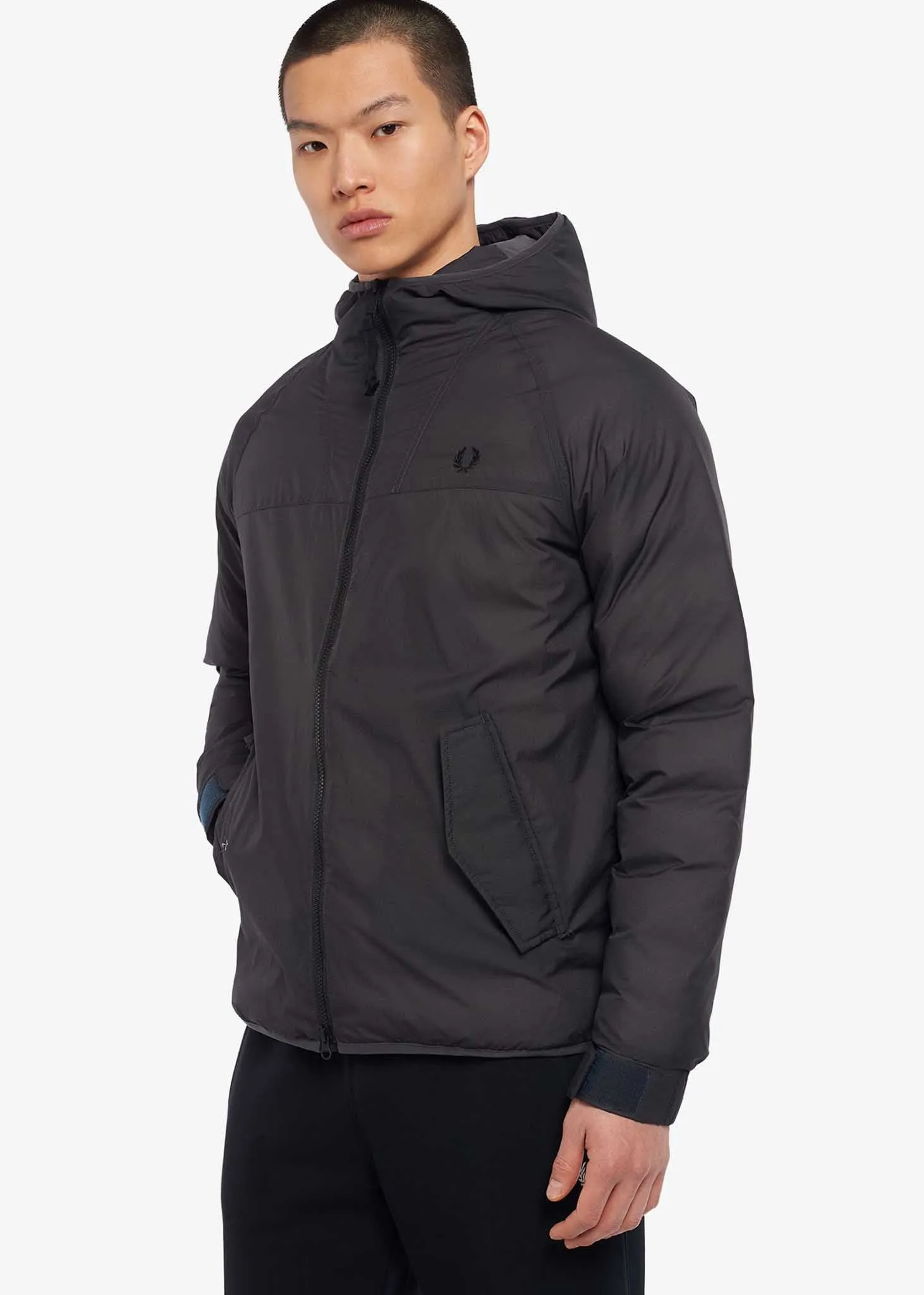 Insulated hooded jacket - gunmetal