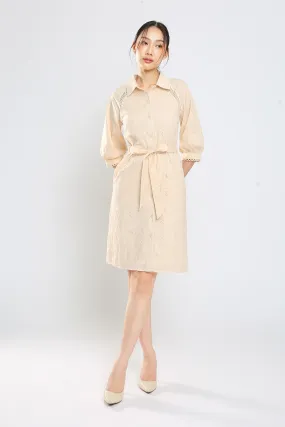 Jesse Midi Shirt Dress in Apricot Eyelet