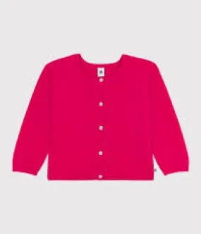 Knitted Cotton Cardigan - Fuscia