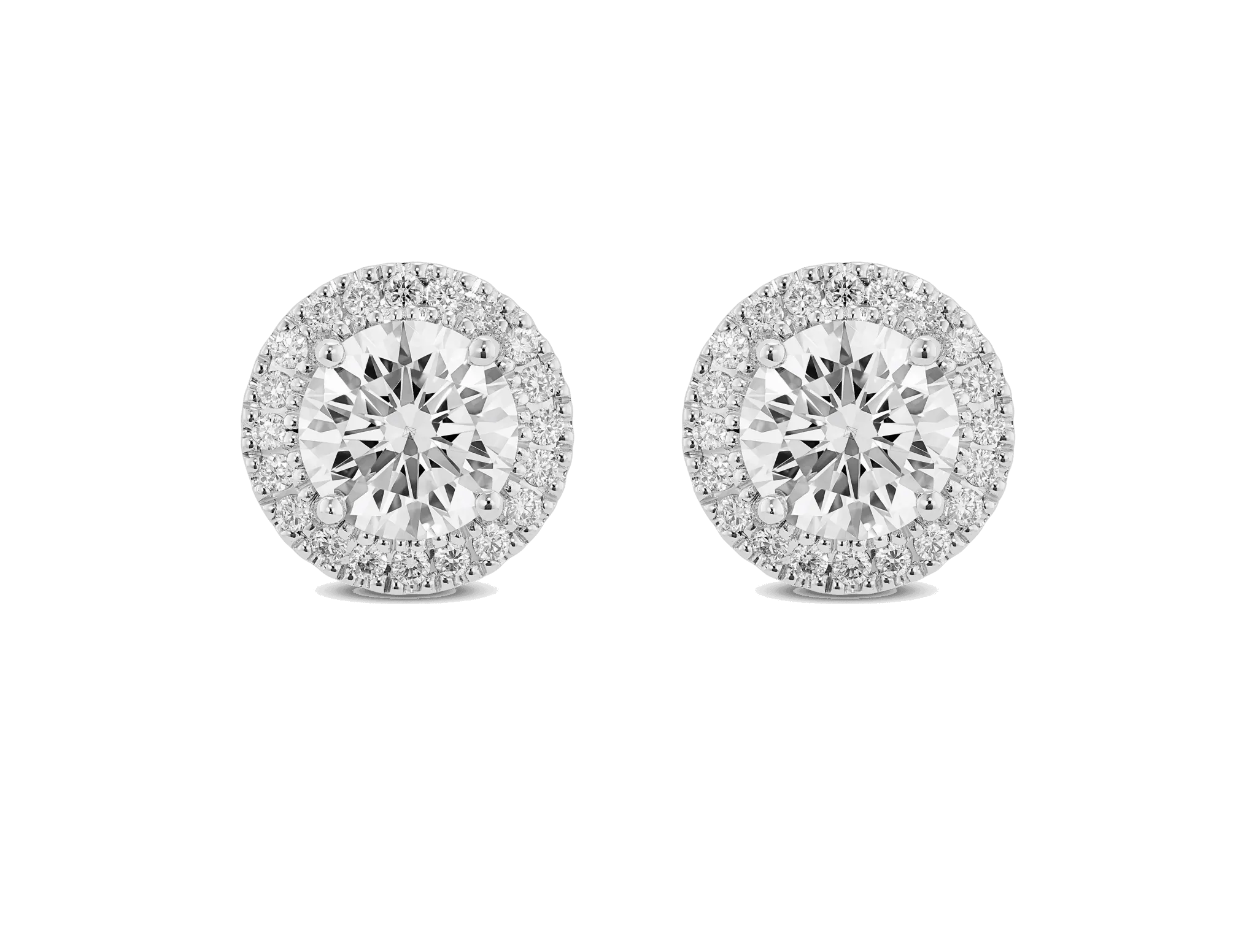 Lab-Grown Diamond 2ct. tw. Halo 14k Gold Earrings | White