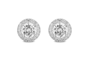 Lab-Grown Diamond 2ct. tw. Halo 14k Gold Earrings | White