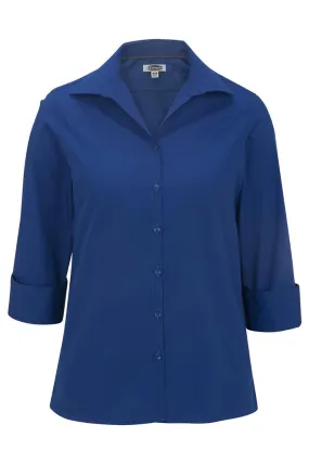 Ladies' 3/4 Sleeve Poplin - Royal Blue